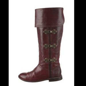 Frye PAIGE DENIM Leather Riding Boots, Size 6 1/2